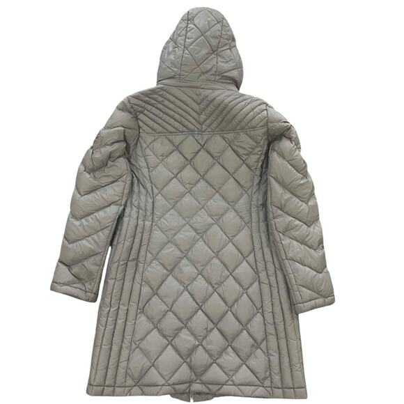 Michael Kors Women Tan Medium Lightweight Diamond Quilted Hooded Down Fill Coat - Picture 6 of 9